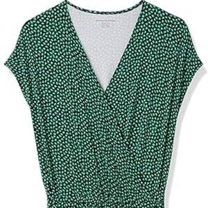 Women's Short-Sleeve Surplice Cropped Wide-Leg Jumpsuit